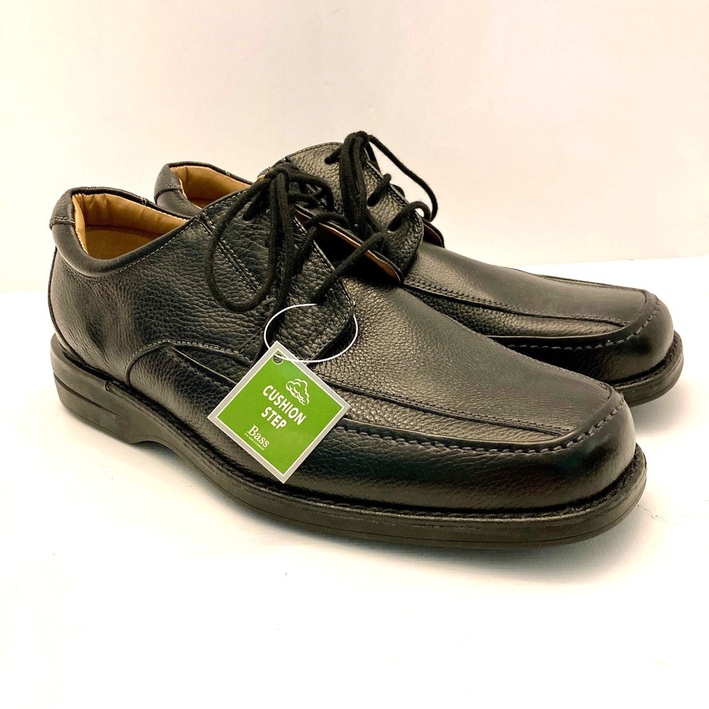 Bass‎ Pebbled Leather Lace Up Oxfords Black Cusion Step "Miller" Men's 11